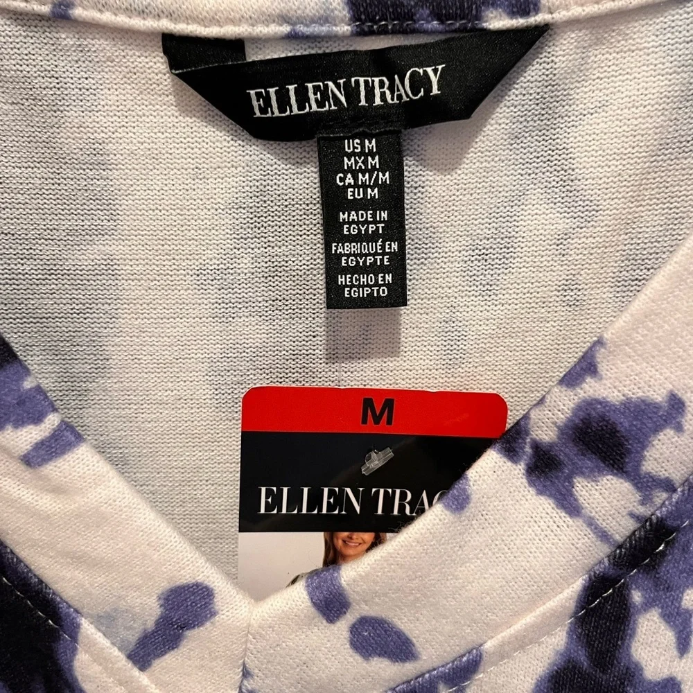 Ellen‎ Tracy Women's Blue and White Top